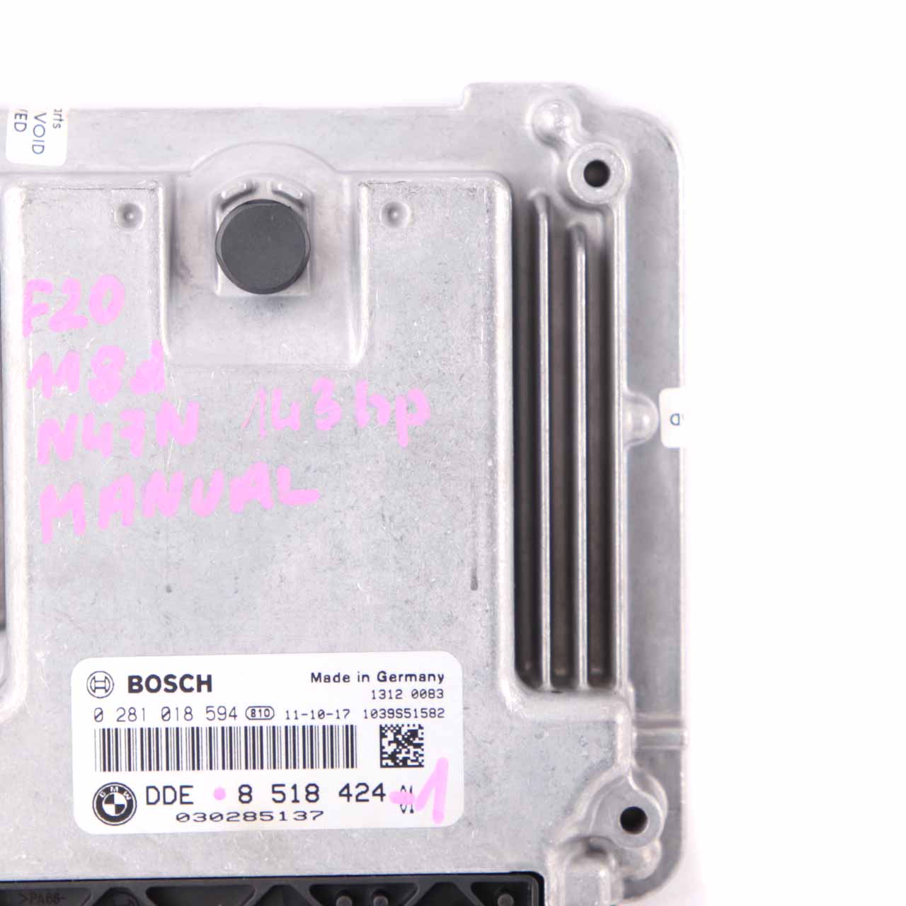 BMW F20 F30 118d 318d N47N 143HP Unité de contrôle du moteur ECU DDE 8518424 