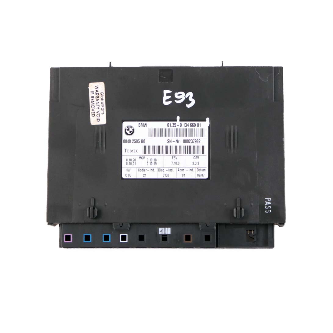 BMW E93 Module de Commande de Siege Convertible ECU 9134669 FSV 7.10.0