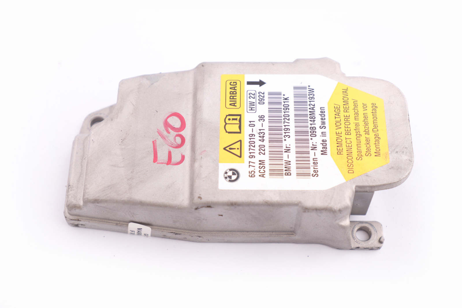 BMW 5 Series E60 E60N E61 E61N LCI Airbag ECU Control Unit Module 9172019