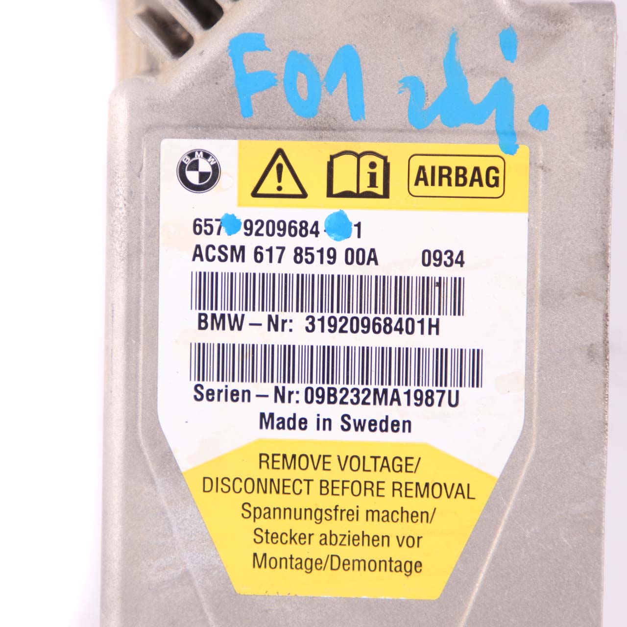 BMW F01 F02 F04 F07 ECU ICM Unité de contrôle Module d'air Bag 9209684