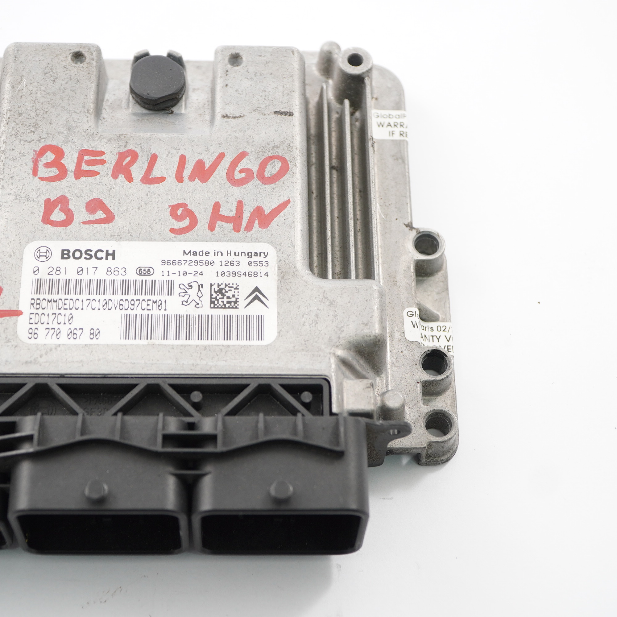 Citroen Berlingo B9 1.6 HDI 9HN Engine Control Unit ECU EDC 9677006780 Manual 