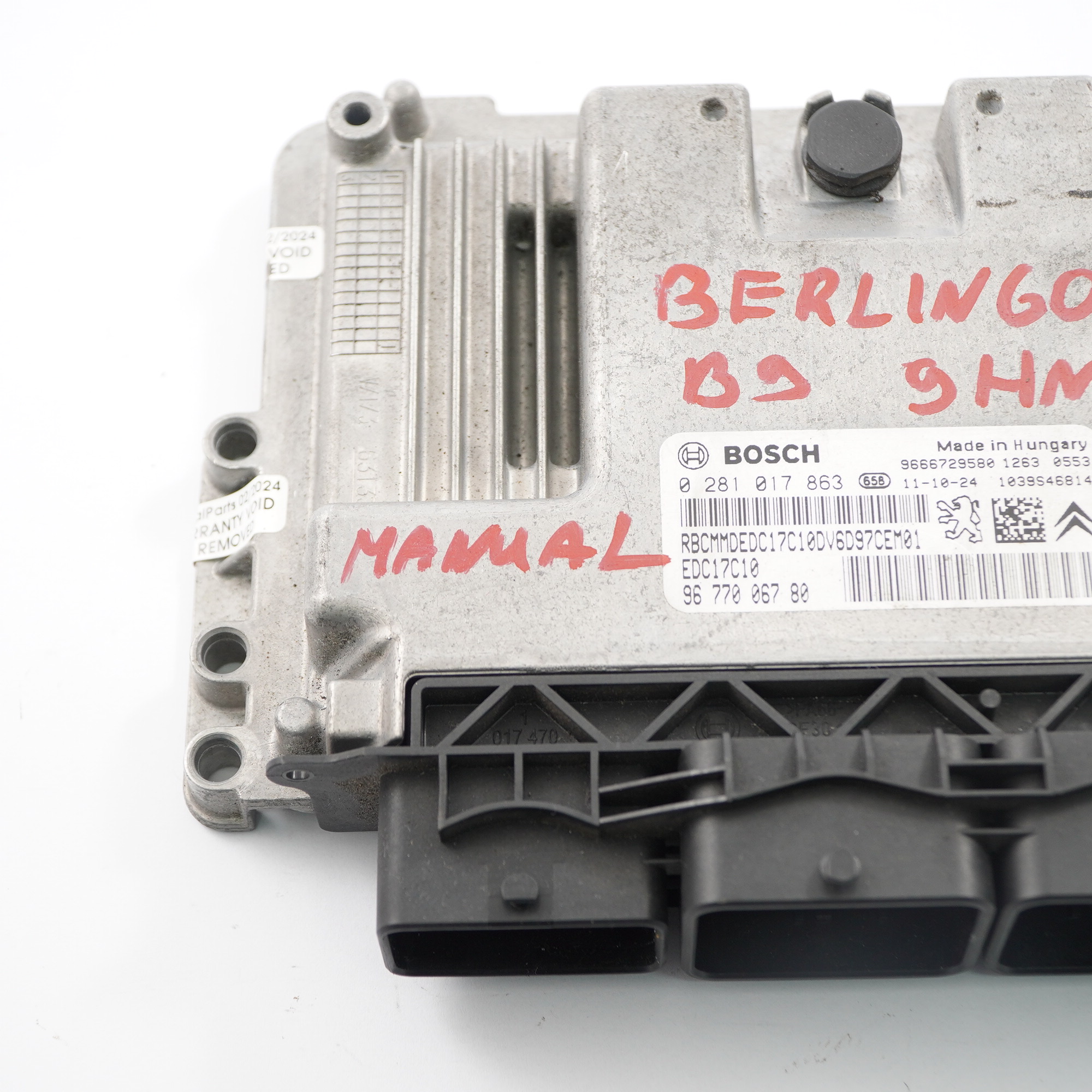 Citroen Berlingo B9 1.6 HDI 9HN Engine Control Unit ECU EDC 9677006780 Manual 