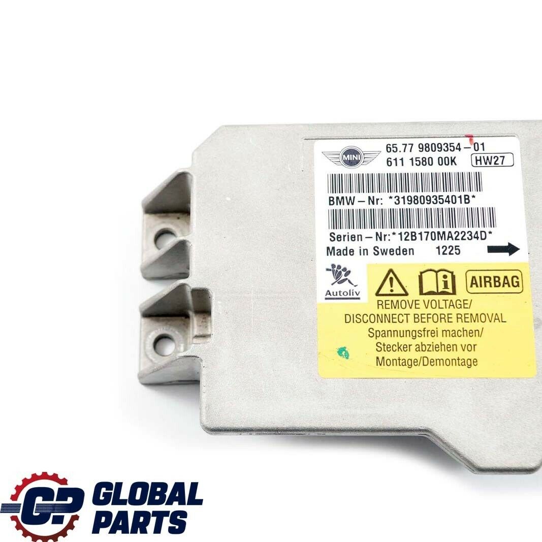 Mini Cooper One R56 R55 R58 R60 R61 Module de commande ECU Airbag 9809354