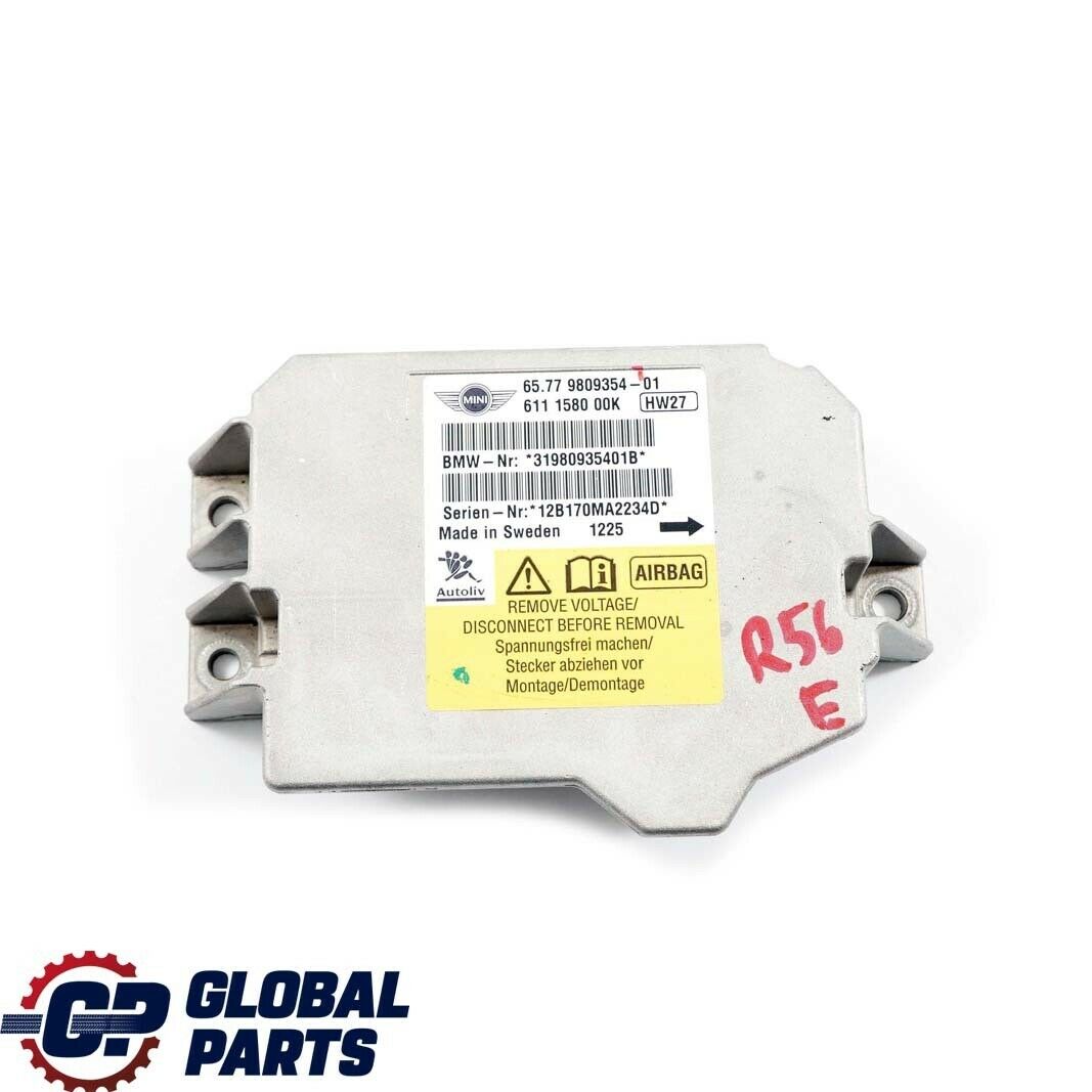 Mini Cooper One R56 R55 R58 R60 R61 Module de commande ECU Airbag 9809354