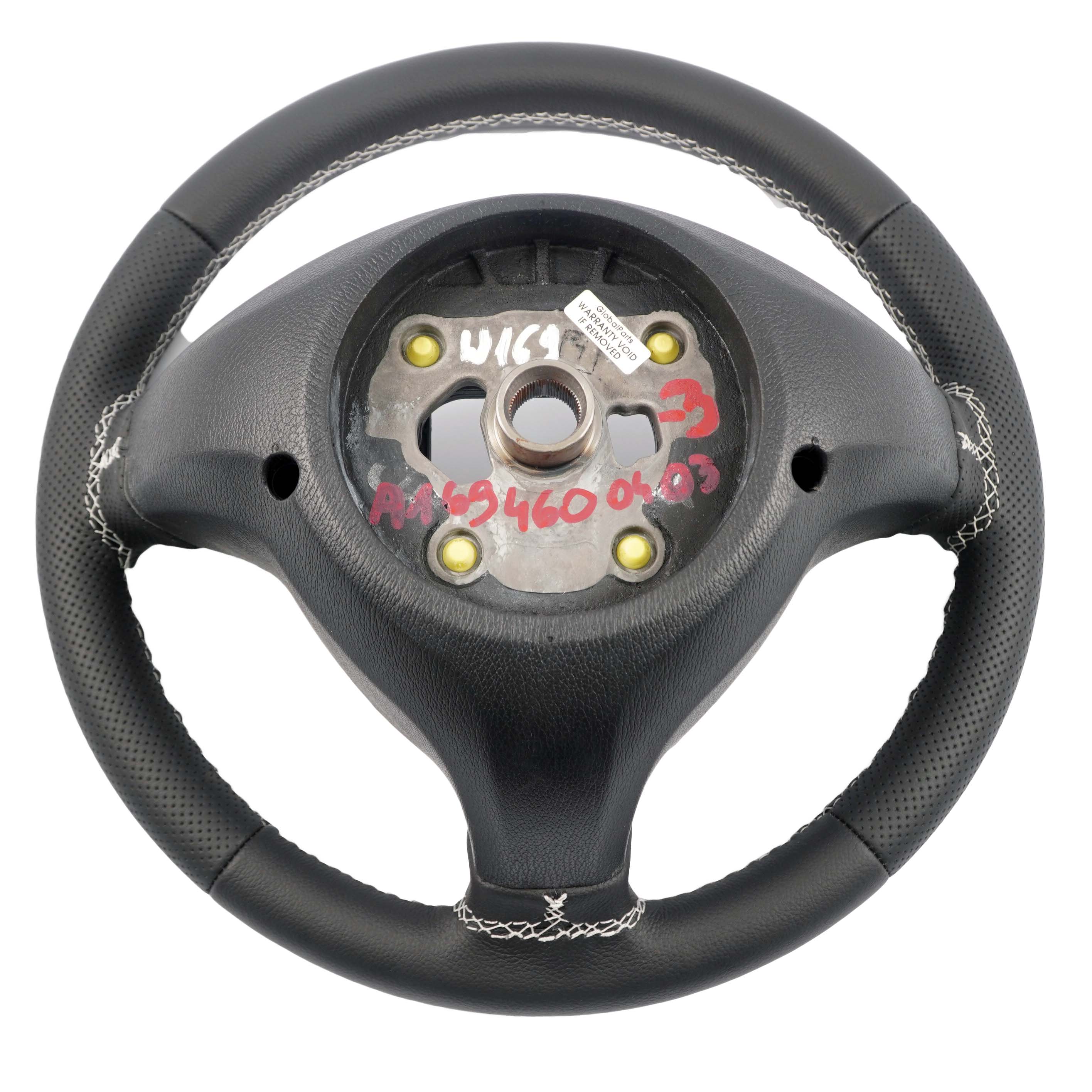 Mercedes-Benz A-Class W169 NEW Black Leather Steering Wheel with White Threads