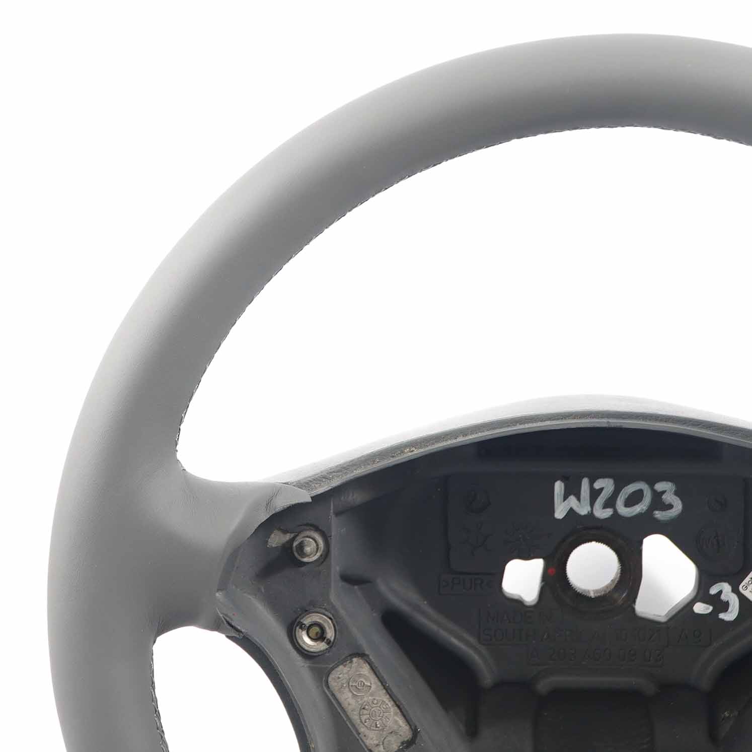 Mercedes W203 NEW Grey Leather Steering Wheel with Grey Threads