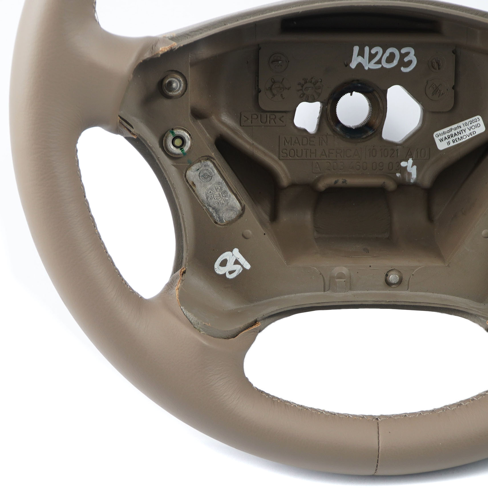 Mercedes W203 S203 NEW Beige Leather Steering Wheel with Beige Threads