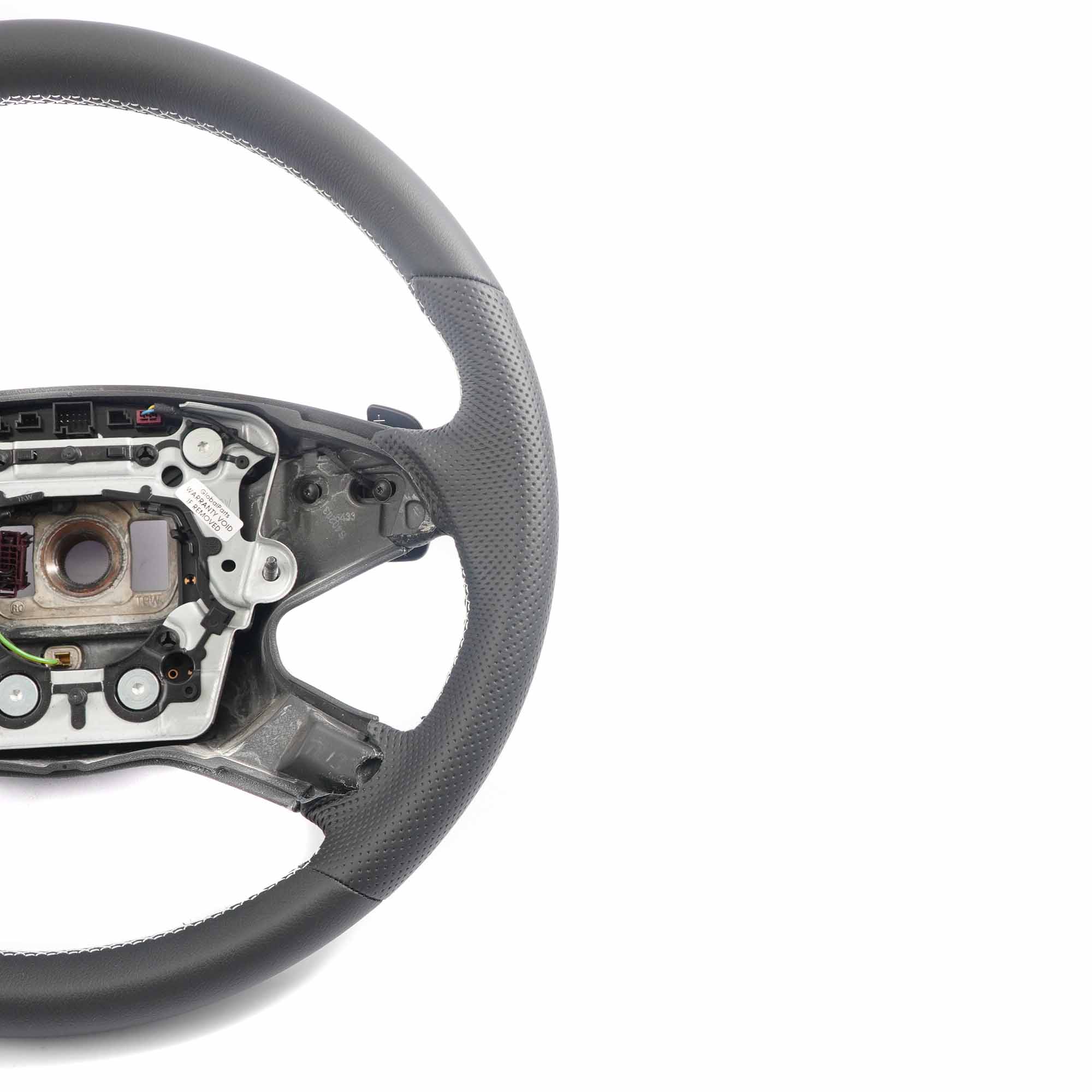 Steering Wheel Mercedes W212 NEW Black Leather with White Threads Paddle Shift