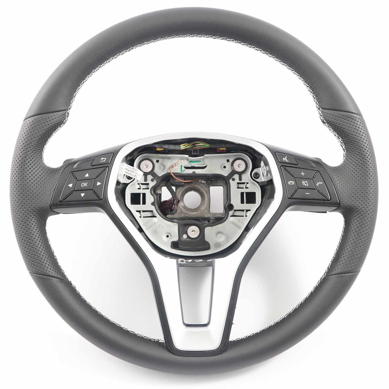 Mercedes W176 NEW Black Leather Sport Steering Wheel Paddle Shift White Threads