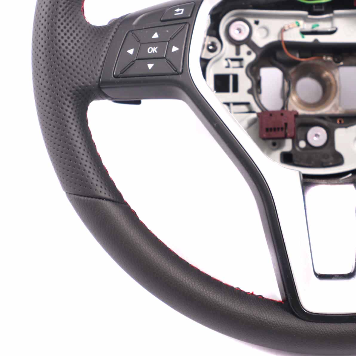 Steering Wheel Mercedes W176 W246 NEW Black Leather Red Threads Paddle Shift