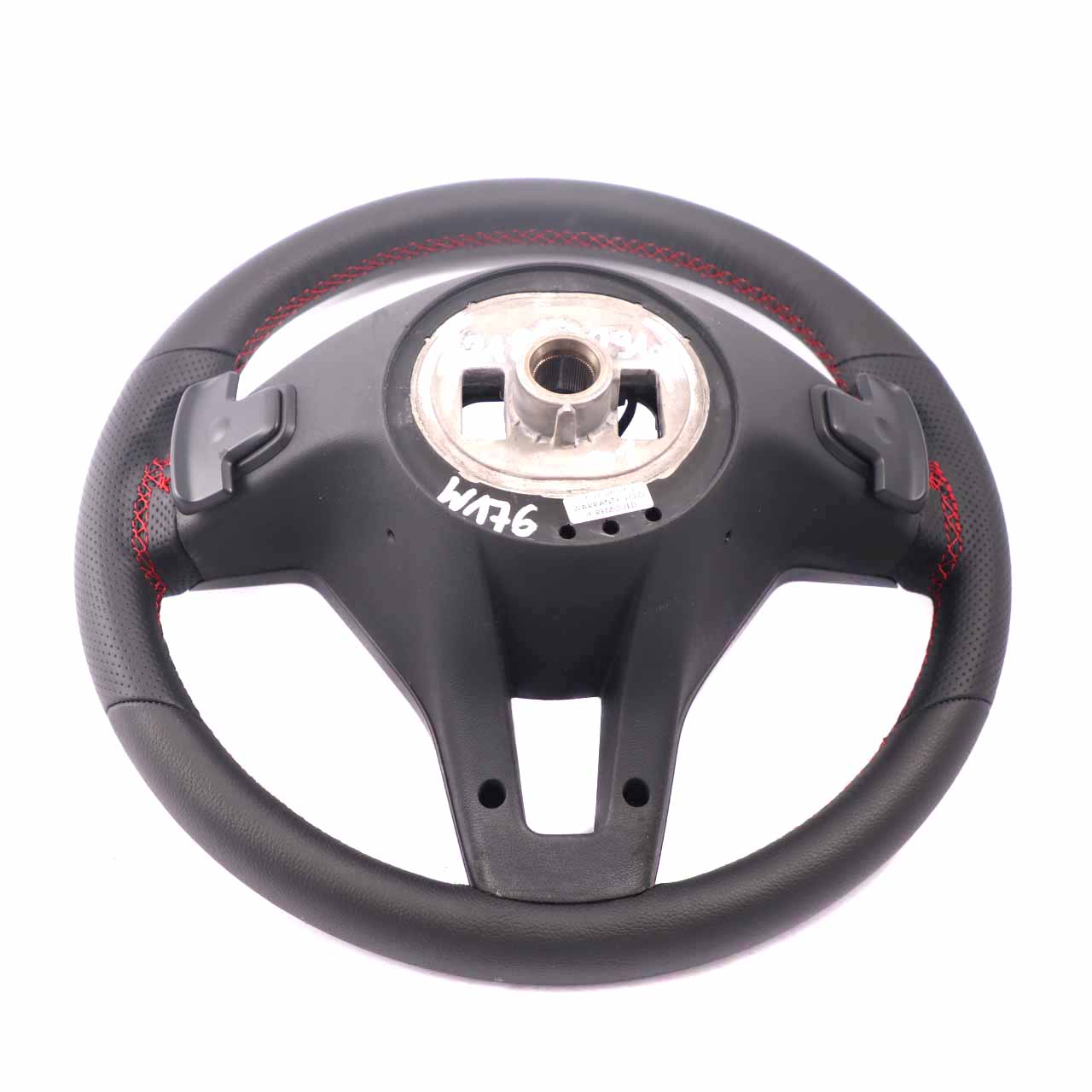 Steering Wheel Mercedes W176 W246 NEW Black Leather Red Threads Paddle Shift