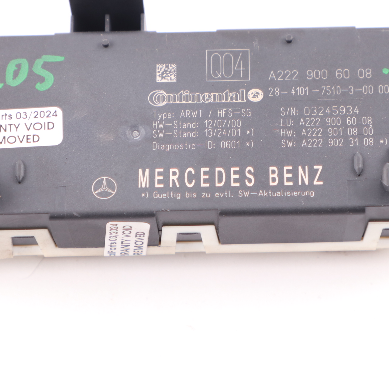 Mercedes W205 W217 W222 Tailgate Trunk Control Module Unit A2229006008