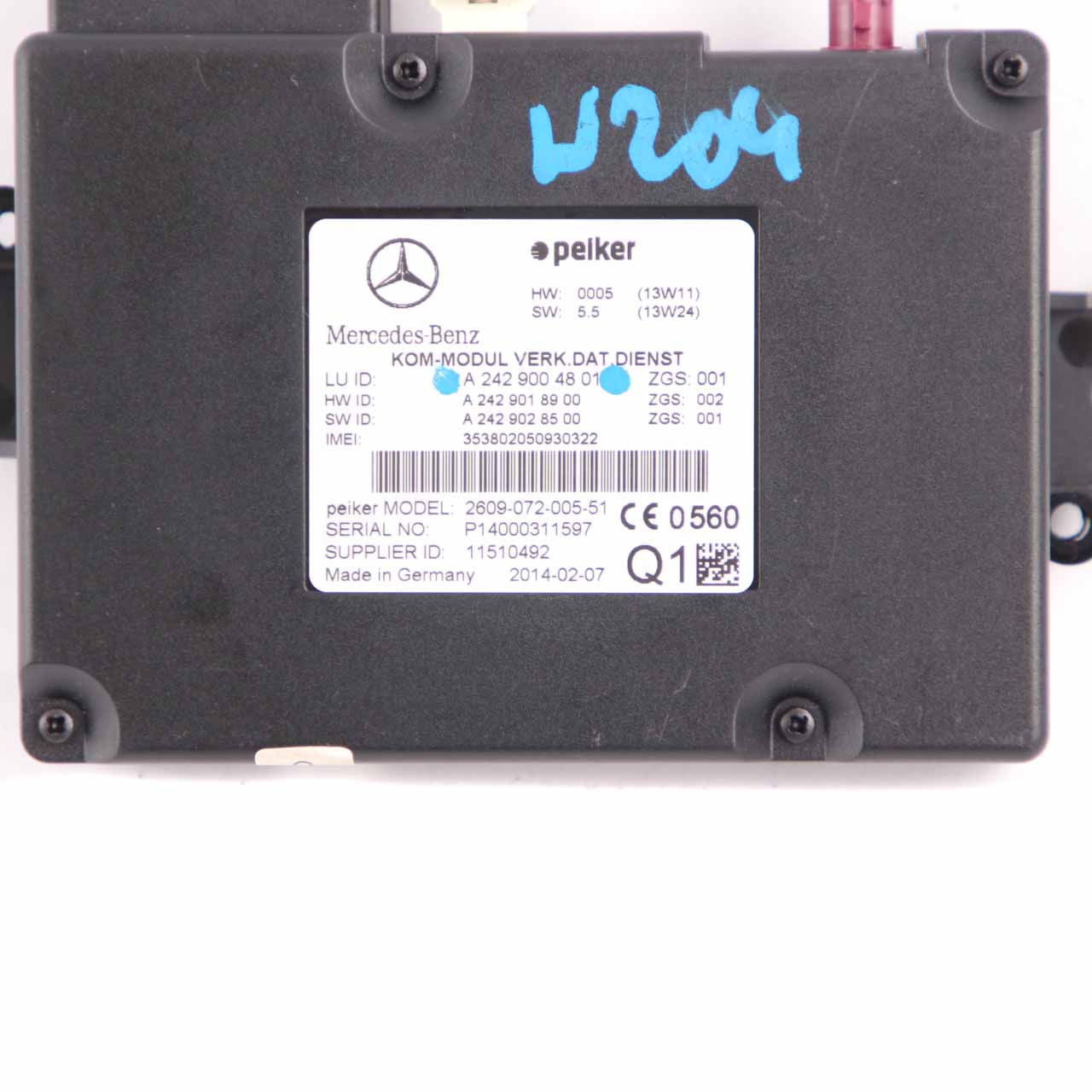 Mercedes W176 W204 W212 Telematics Module Contrôle Communication A2429004801