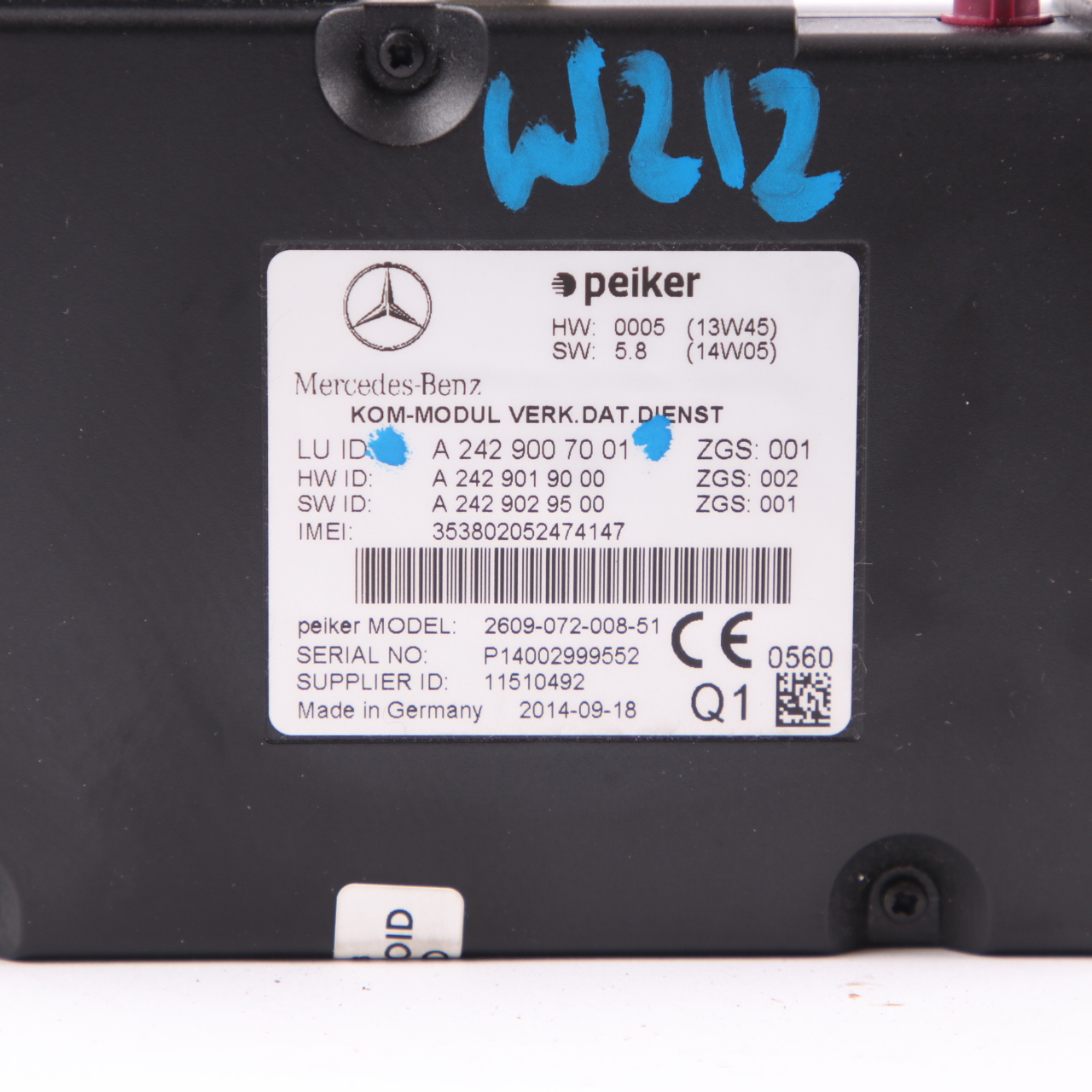 Mercedes W176 W204 W212 Telematics Communication Control Unit Module A2429007001