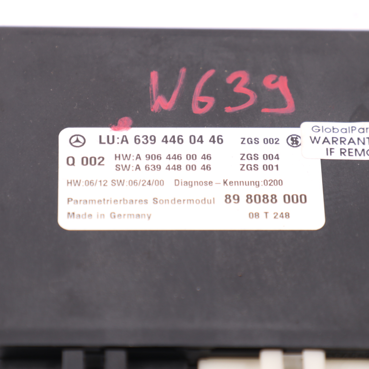 Mercedes W639 PDC Module l'unité contrôle distance stationnement ECU A6394460446