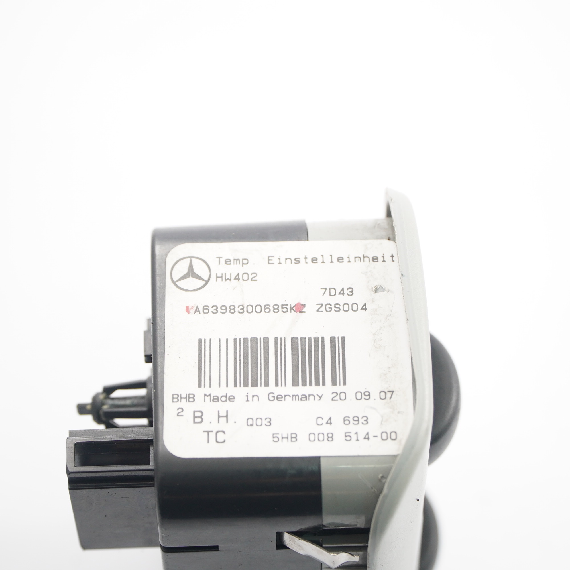 Mercedes W639 Panneau commande arrière Module l'unité climatisation A6398300685