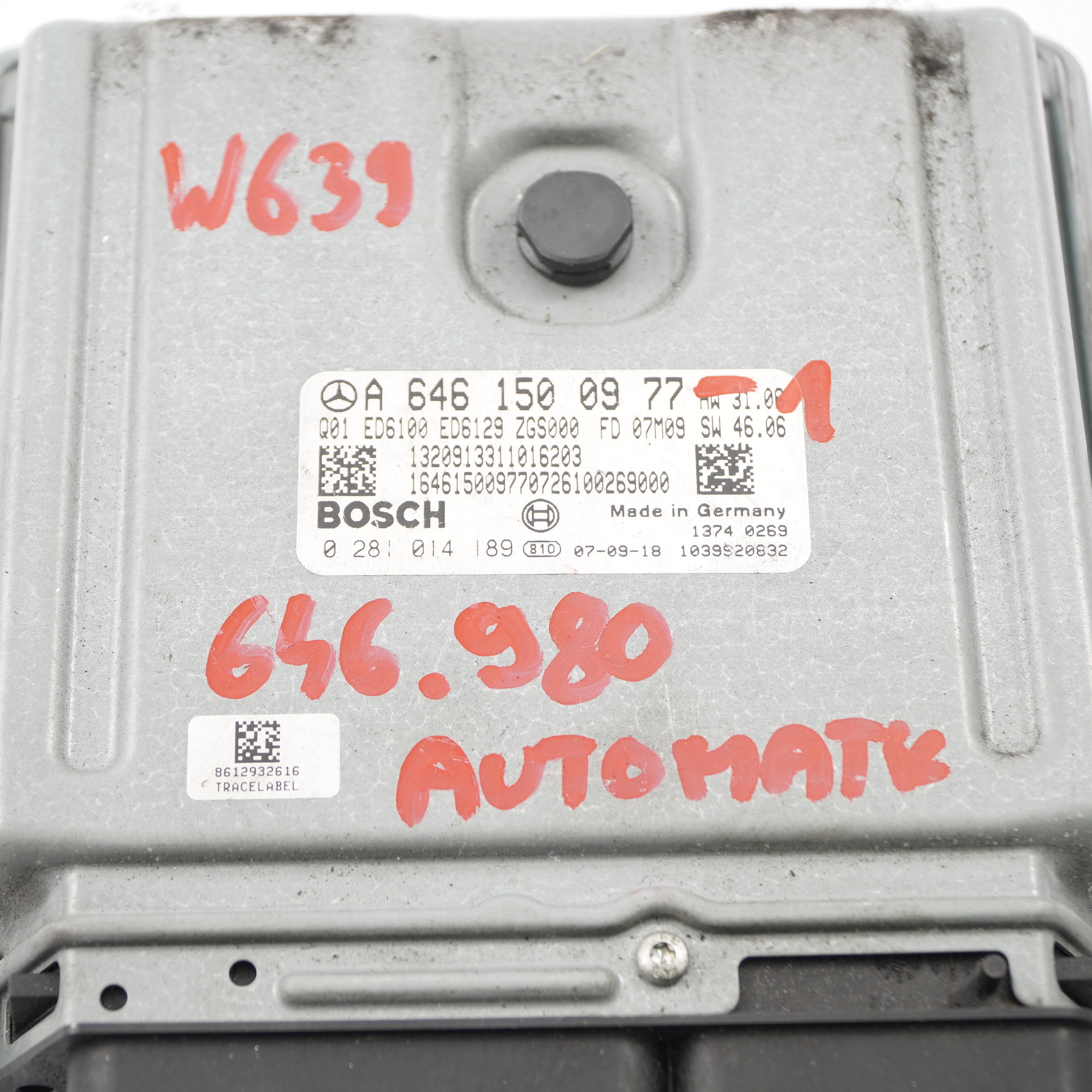 Mercedes Vito W639 646.980 Engine Unit ECU Kit A6461500977 Key Lock Automatic