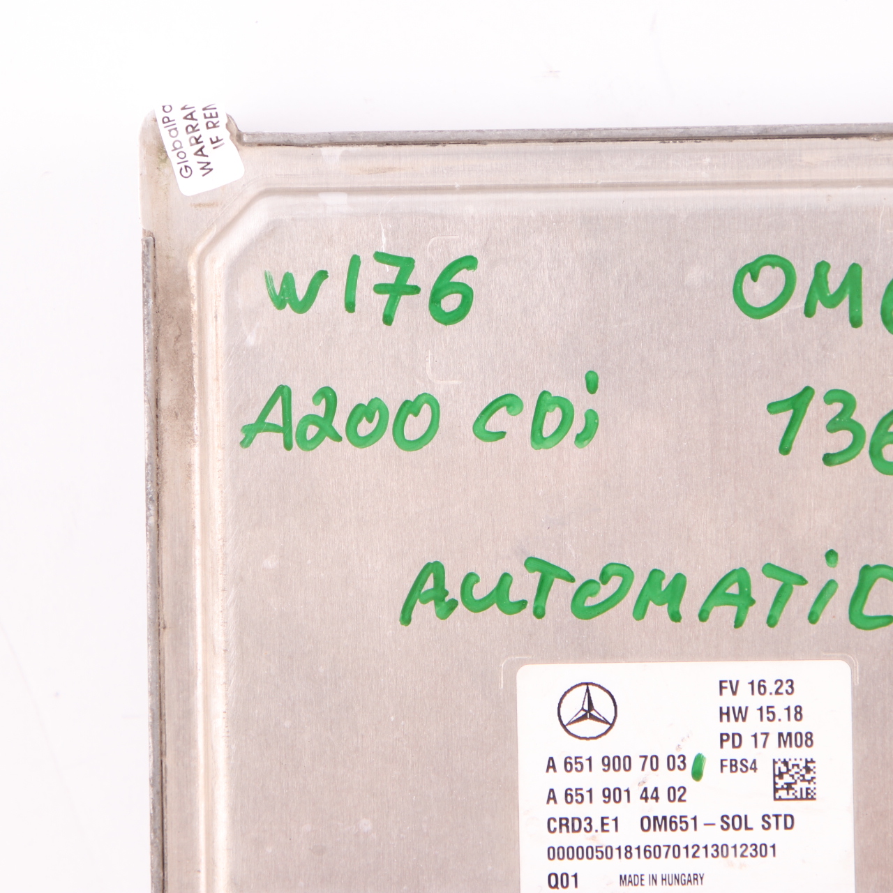 Mercedes W176 A200 CDI OM651 136HP Engine Module ECU Unit A6519007003 Automatic