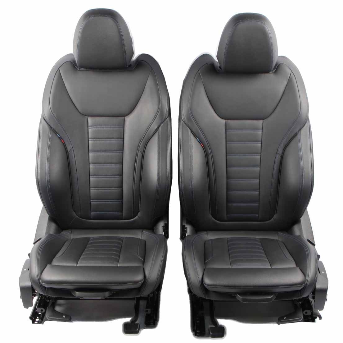 Leather Seats BMW G20 G21 Front Sport Black Vernasca Blue Stitching Heated Seat